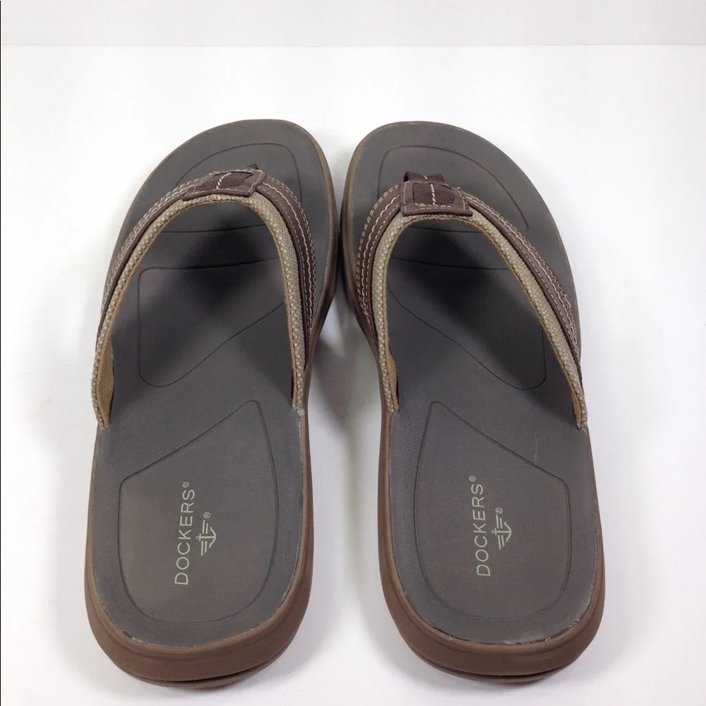 Dockers Redding Dark Brown Leather Flip Flops